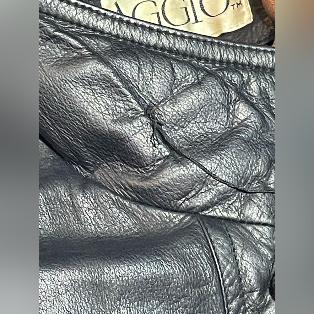 Aggio black leather racer jacket full zip size L - Picture 2 of 11